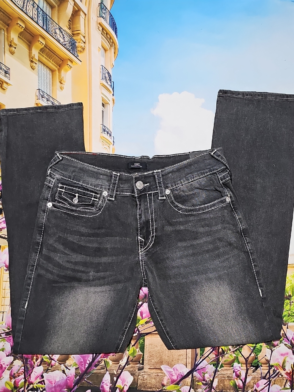 True Religion Ricky Relaxed Straight Jeans Flap Pocket Size 31x34 New